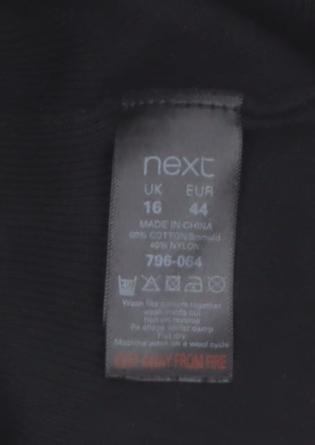 Next Women Black Beaded Pullover Jumper Size 16 Cotton Knit