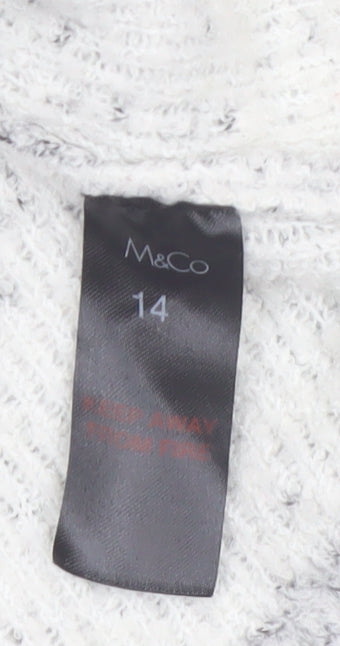 M&Co Women Grey Roll Neck Long Sleeve Knit Jumper Size 14