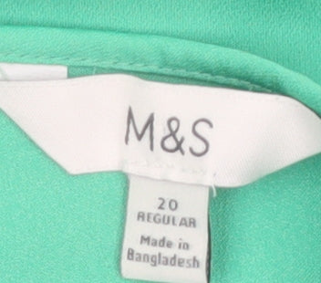 Marks & Spencer Women's Green Long Sleeve Blouse Size 20 Regular