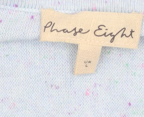 Phase Eight Women Blue Cotton Cashmere Relaxed Pullover Jumper L