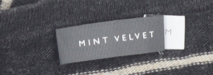 Mint Velvet Women's Grey Striped Crew Neck Long Sleeve Pullover Jumper M