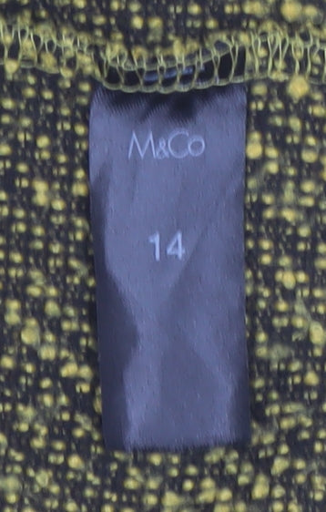 M&Co Women Yellow Size 14 Open Front Tweed Coatigan