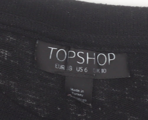 Topshop Women’s Black Lace Detail Cropped T-Shirt Size 10
