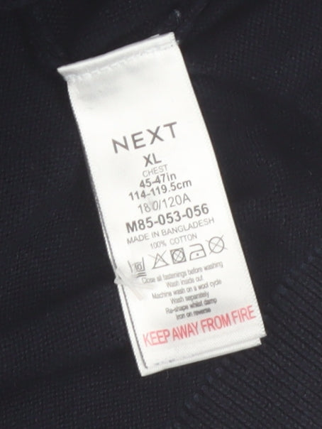 Next Men's Black XL 1/4 Zip High Neck Cotton Jumper