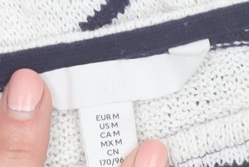 H&M Women’s White Striped Boat Neck Knit Jumper Size 12