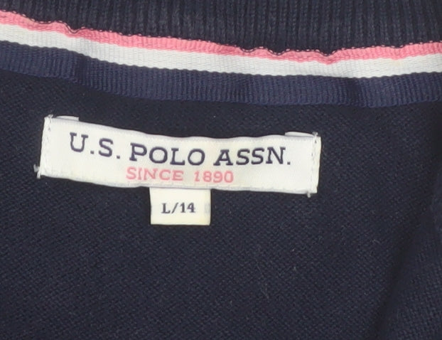 U.S. Polo Assn. Women's Navy Blue Cotton 1/4 Zip Jumper Size 14