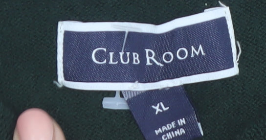 Club Room Men's Green Lambswool V-Neck Jumper XL Classic Fit
