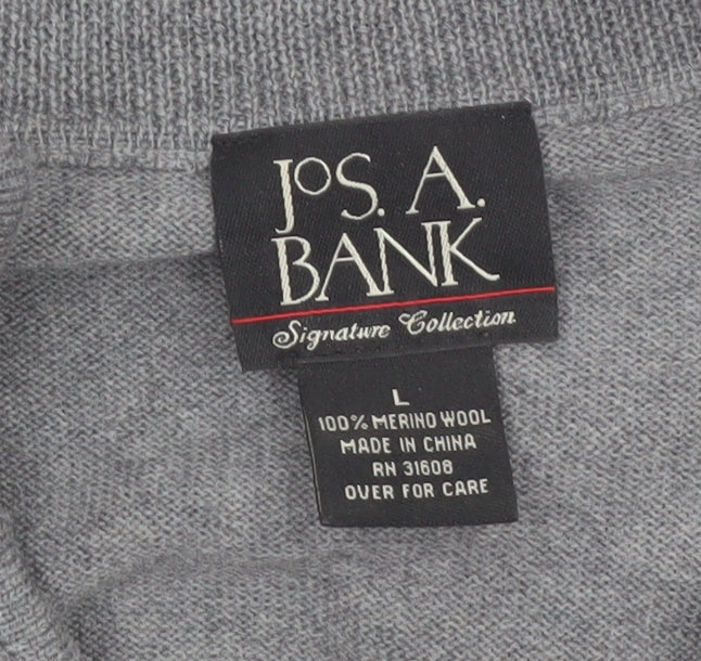 Jos. A. Bank Men’s Grey Merino Wool 1/4 Zip Jumper Size L