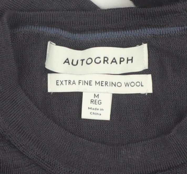 Marks and Spencer Men’s Black Merino Wool Crew Neck Jumper M Regular