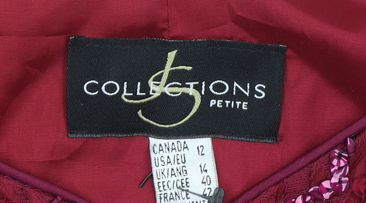 JS Collections Petite Burgundy Sequin Evening Jacket UK 14