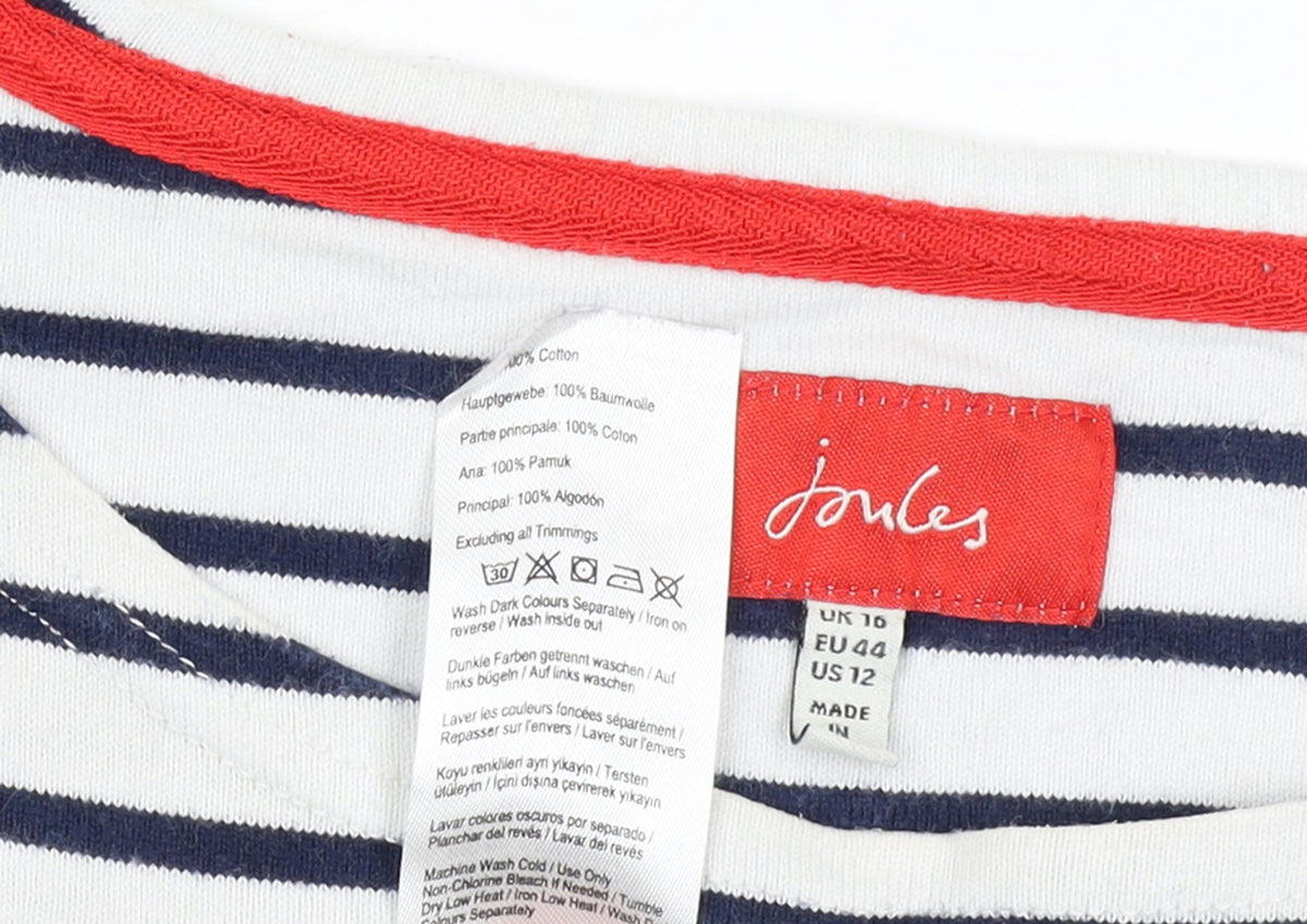 Joules Women Blue White Striped Pullover Sweatshirt UK 16 Cotton