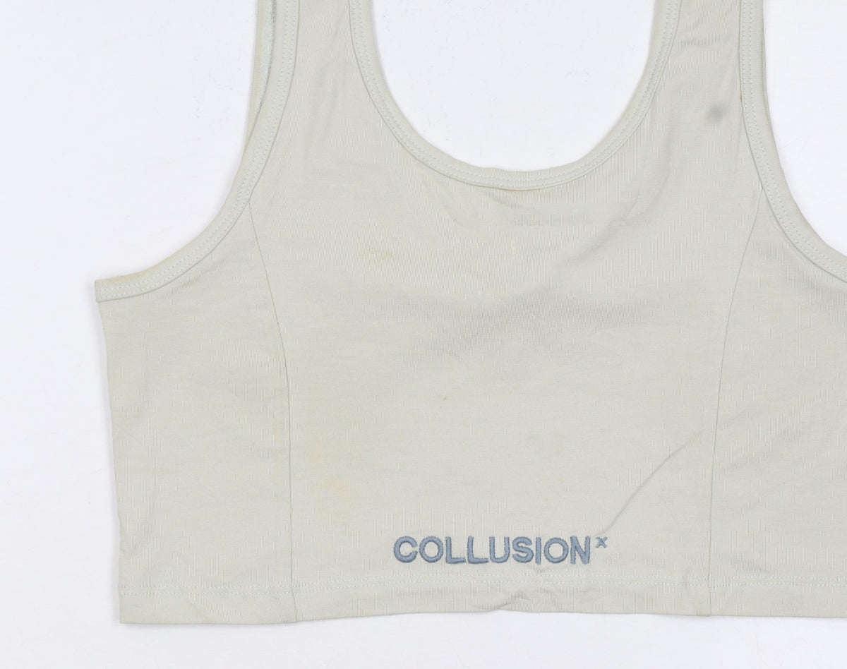 Collusion Women's Beige Cropped Tank Top Size 12 Cotton Blend