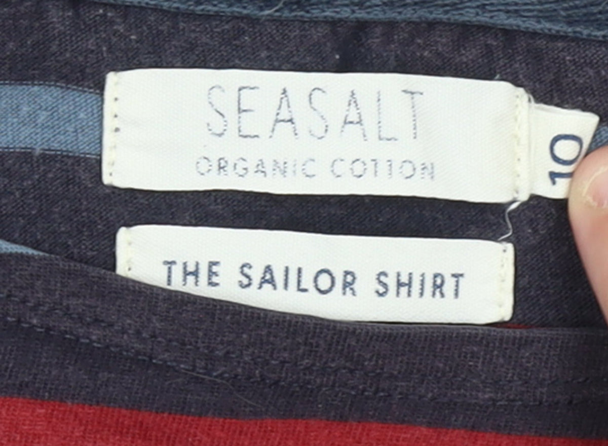 Seasalt Women’s Multicoloured Striped Sailor Long Sleeve Cotton Shirt Size 10