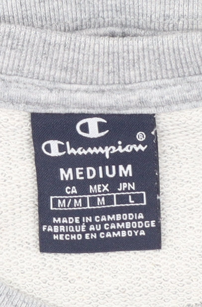 Champion Men Grey Crew Neck Pullover Sweatshirt Medium