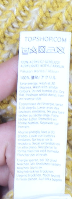Topshop Women's Yellow Chunky-Knit Mock Neck Jumper Size 8