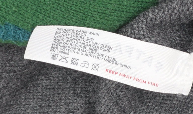 FatFace Boys Grey Dinosaur Jumper 12-13 Years Cotton Blend Crew Neck