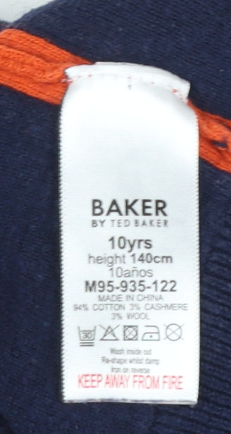 Baker by Ted Baker Boys Blue 10 Years 1/2 Zip Wool Cotton Jumper