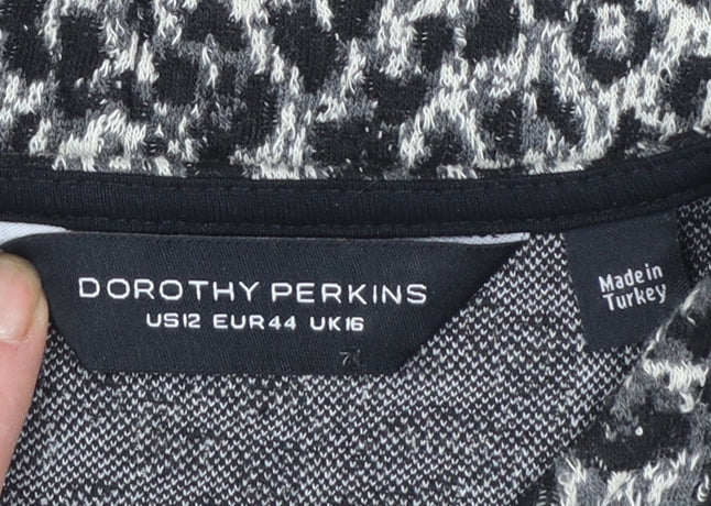 Dorothy Perkins Women’s Black Leopard Print Shift Dress Size 16