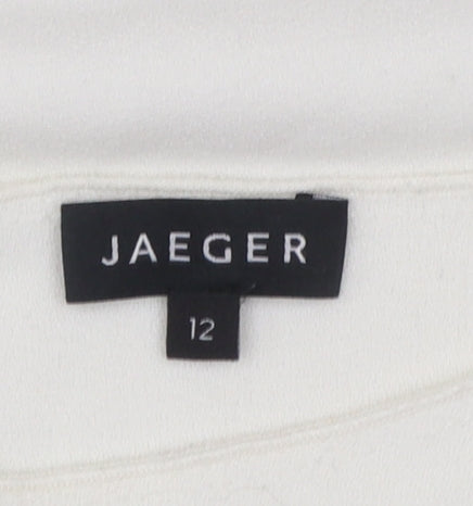 Jaeger Women's Ivory 3/4 Sleeve Ruffle Blouse Size 12