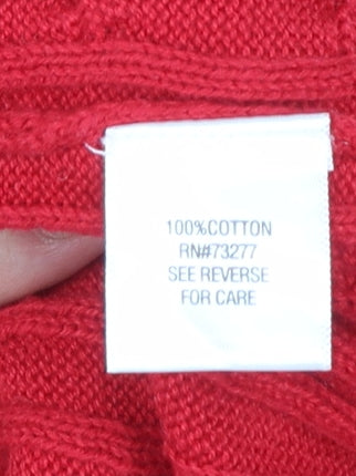 Croft & Barrow Men’s Red Cotton Cable Knit Crew Neck Jumper Size S