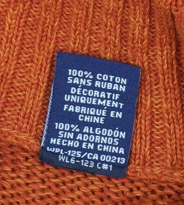 Chaps Men's Orange XL Henley Cotton Jumper with Elbow Patches