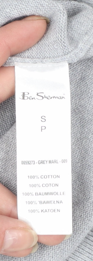 Ben Sherman Men's Grey Cotton Crew Neck Jumper Size S