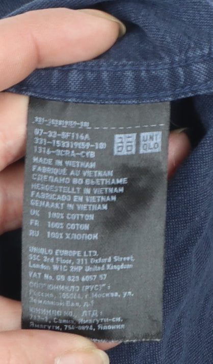 Uniqlo Men's Blue Regular Fit Long Sleeve Button-Up Shirt M