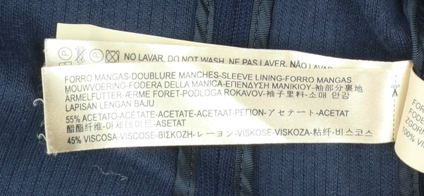 Massimo Dutti Women's Blue Double-Breasted Blazer UK 8 Viscose Blend