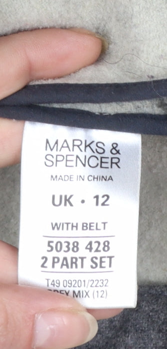 Marks & Spencer Women’s Grey Check Wool Blend Cape Coat UK 12