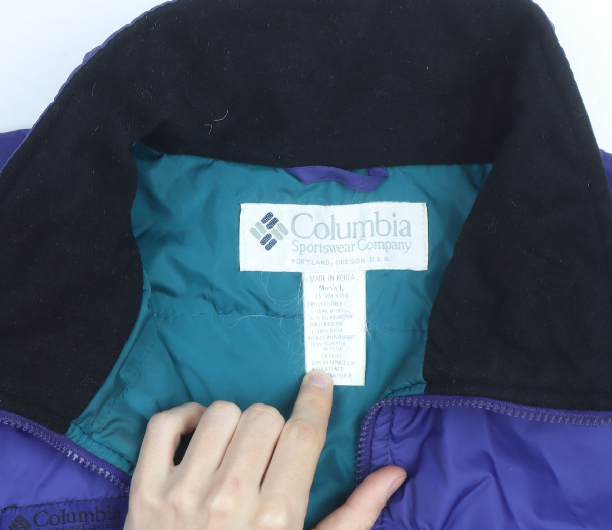 Columbia Mens Blue L Puffer Jacket Nylon Outdoor Full Zip Winter Coat