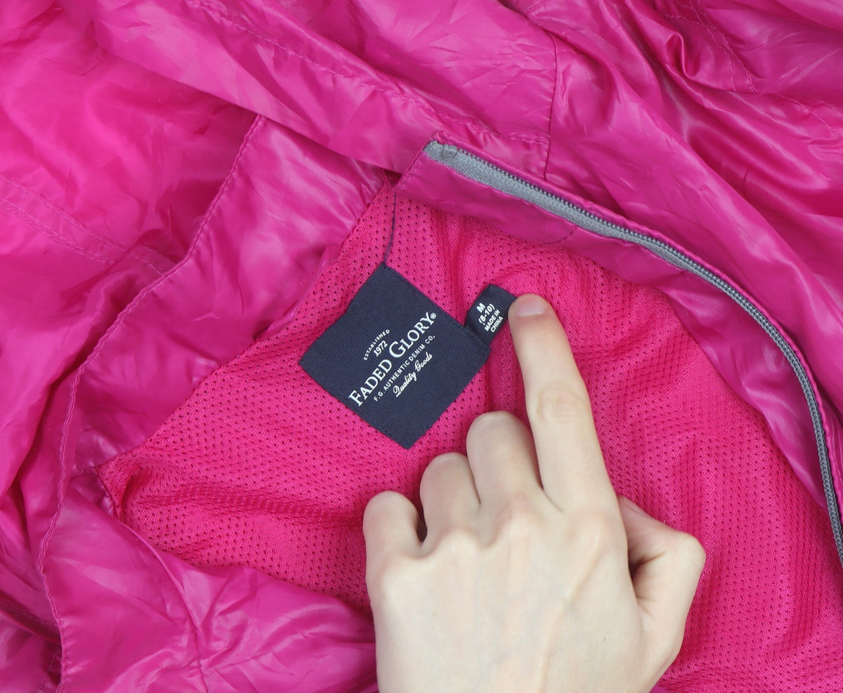 Faded Glory Women's Pink Hooded Windbreaker Jacket Size M
