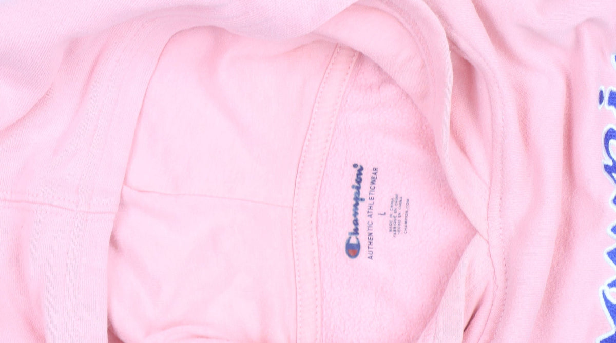 Champion Womens Pink Pullover Hoodie Size L Cotton Blend