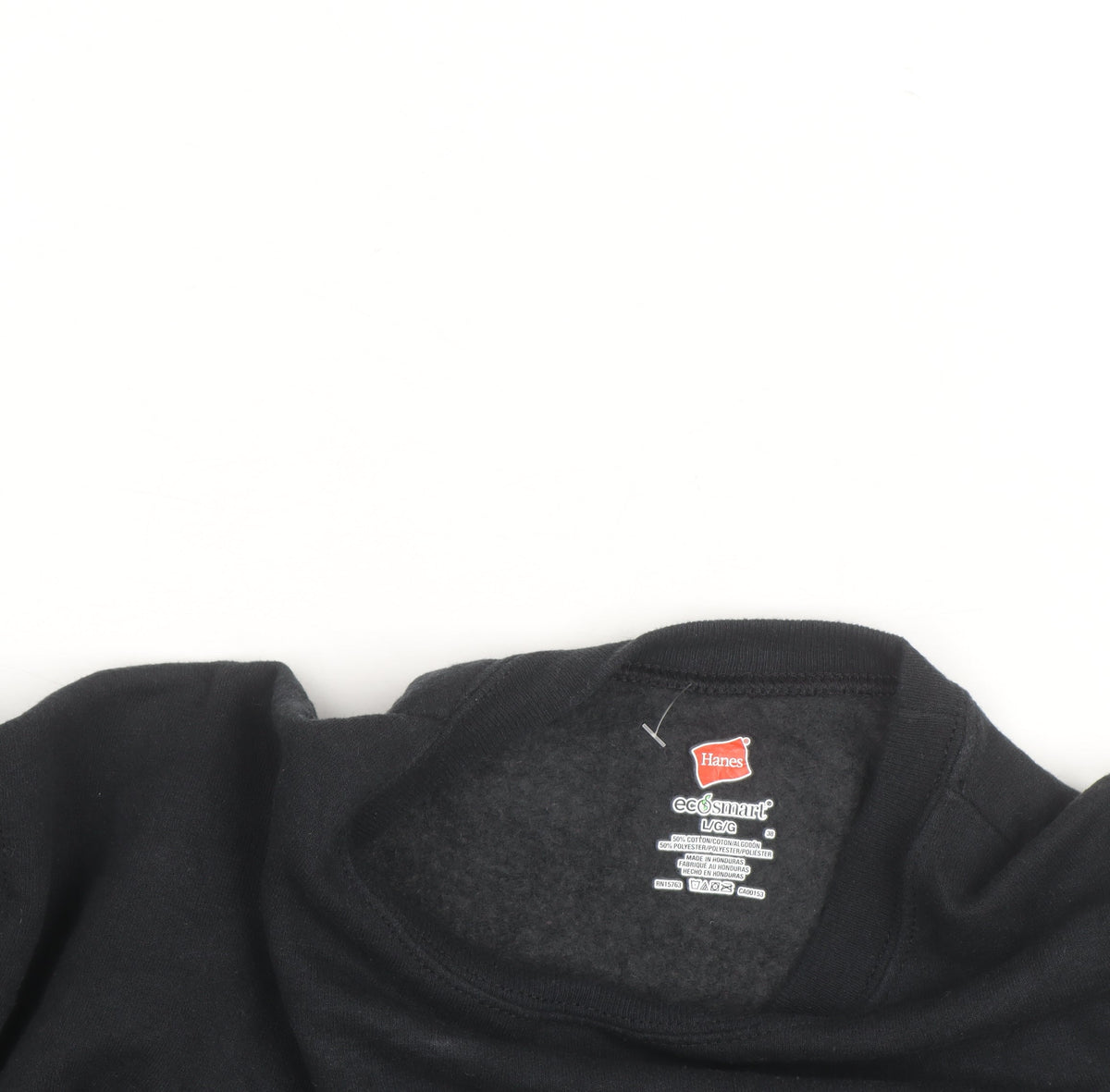 Hanes Mens Black Large Pullover Crew Neck Fleece Sweatshirt
