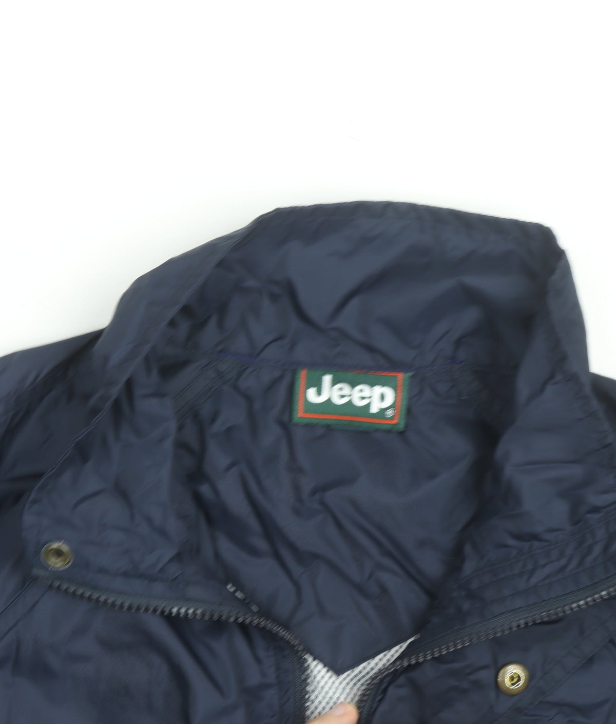 Jeep Men's Blue L Windbreaker Jacket Nylon Lined Outdoor Style