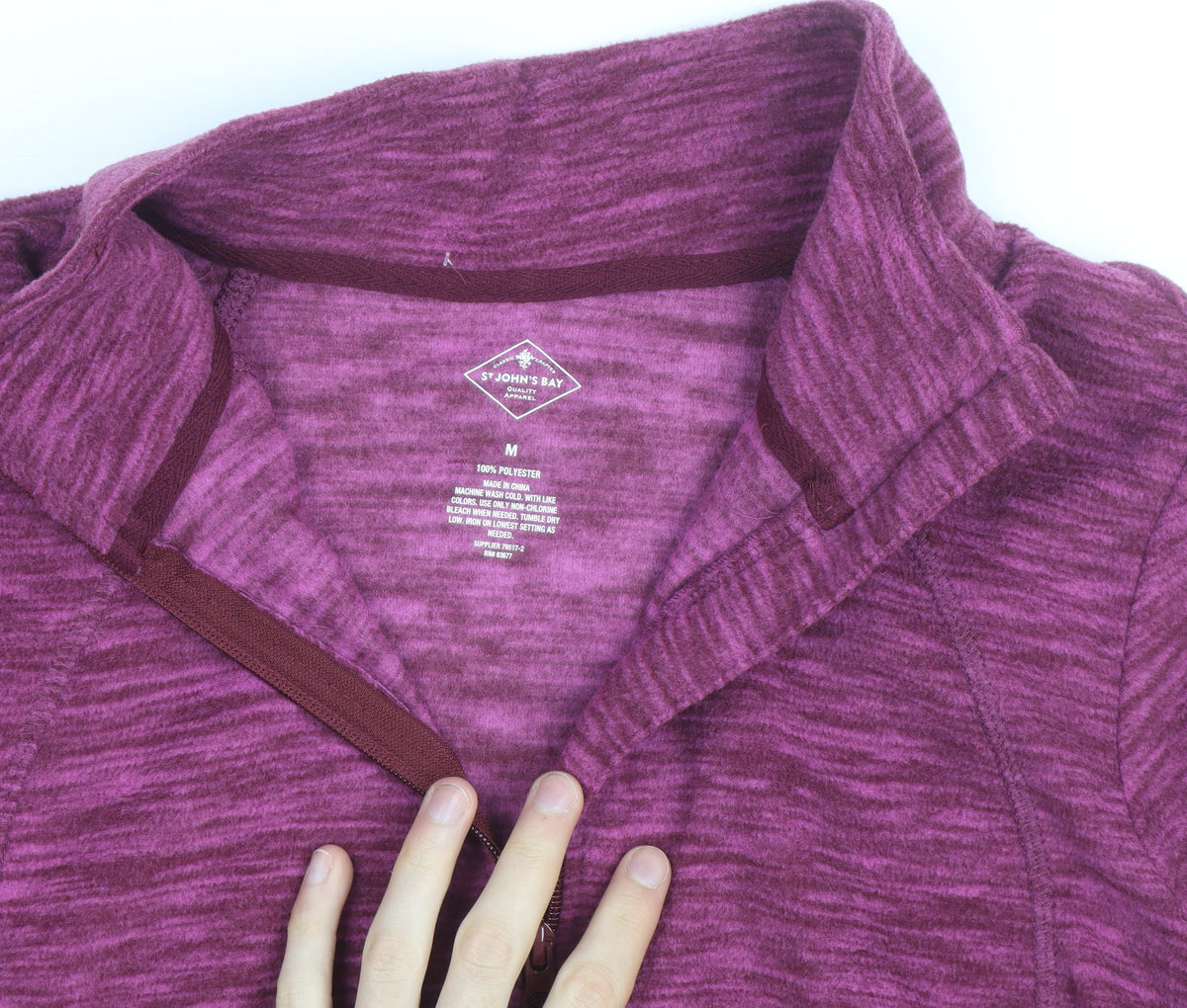 St. John's Bay Women's Purple 1/4 Zip Pullover Sweatshirt Size M