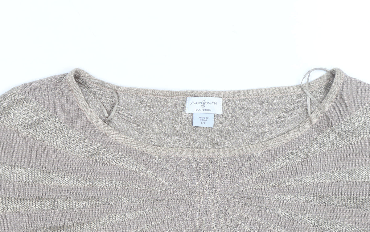 Jaclyn Smith Women’s Beige Knit Short Sleeve Blouse Size L