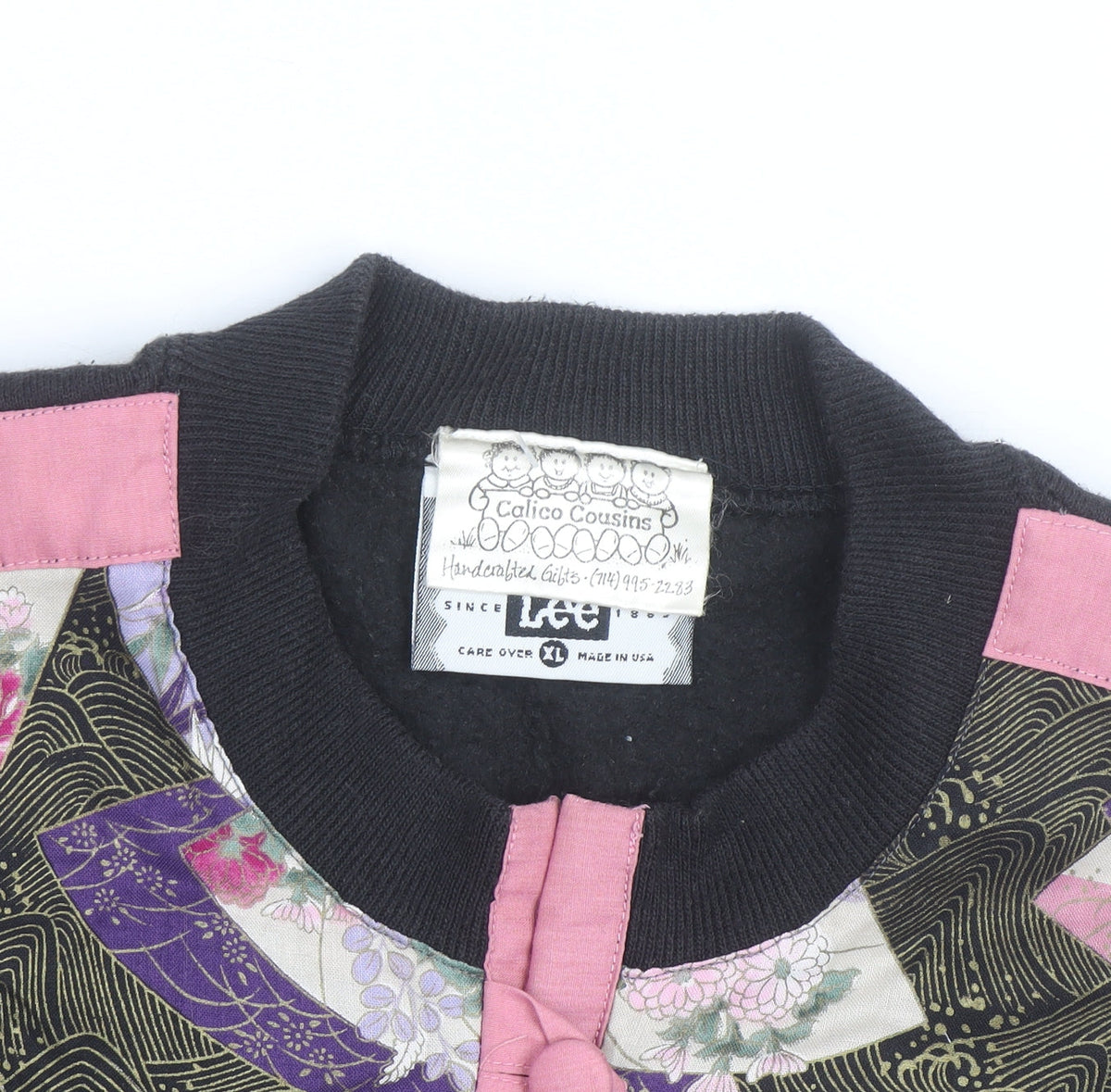 Lee Women’s Black Floral Cardigan XL Vintage Crew Neck Long Sleeve