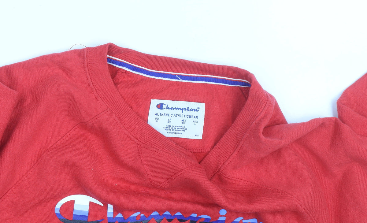 Champion Men's Red Crew Neck Pullover Sweatshirt Size L