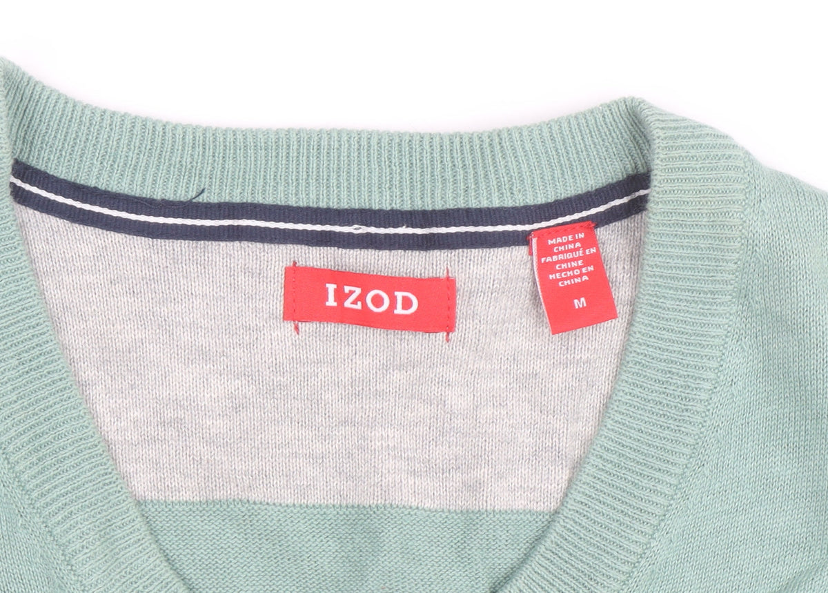 IZOD Mens Green Cotton V-Neck Sleeveless Golf Vest M