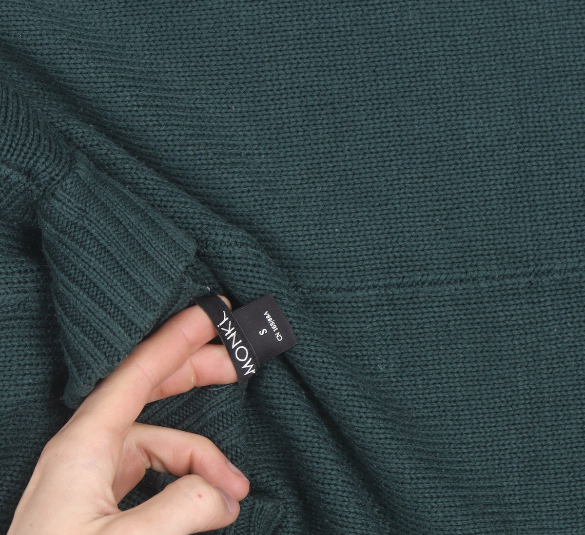 Monki Women Green Mock Neck 3/4 Sleeve Knit Pullover Jumper Size S