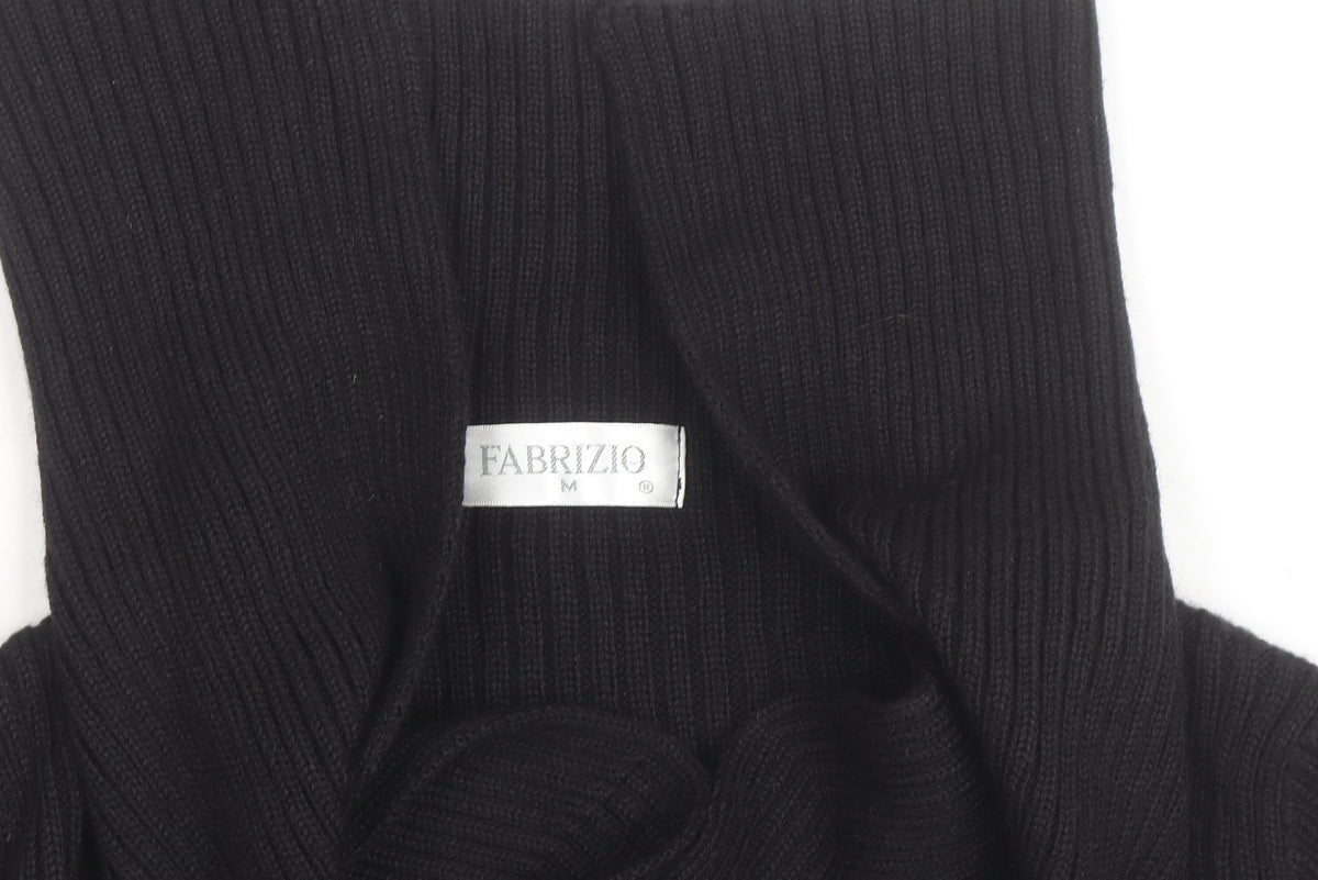 Fabrizio Women Black Ribbed Roll Neck Cardigan Jumper M