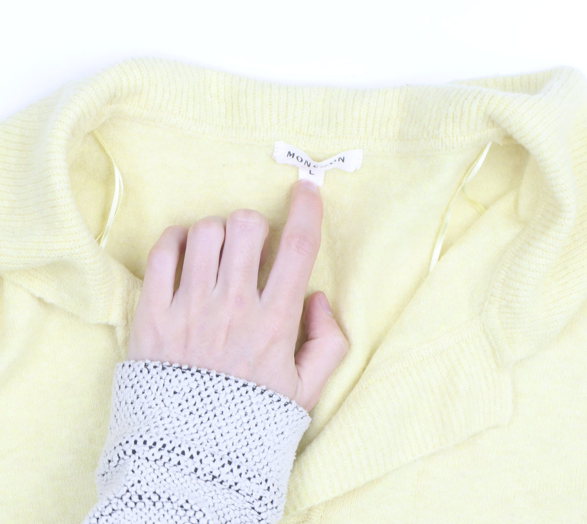 Monsoon Women Yellow Wool Blend Collared Pullover Jumper Size L