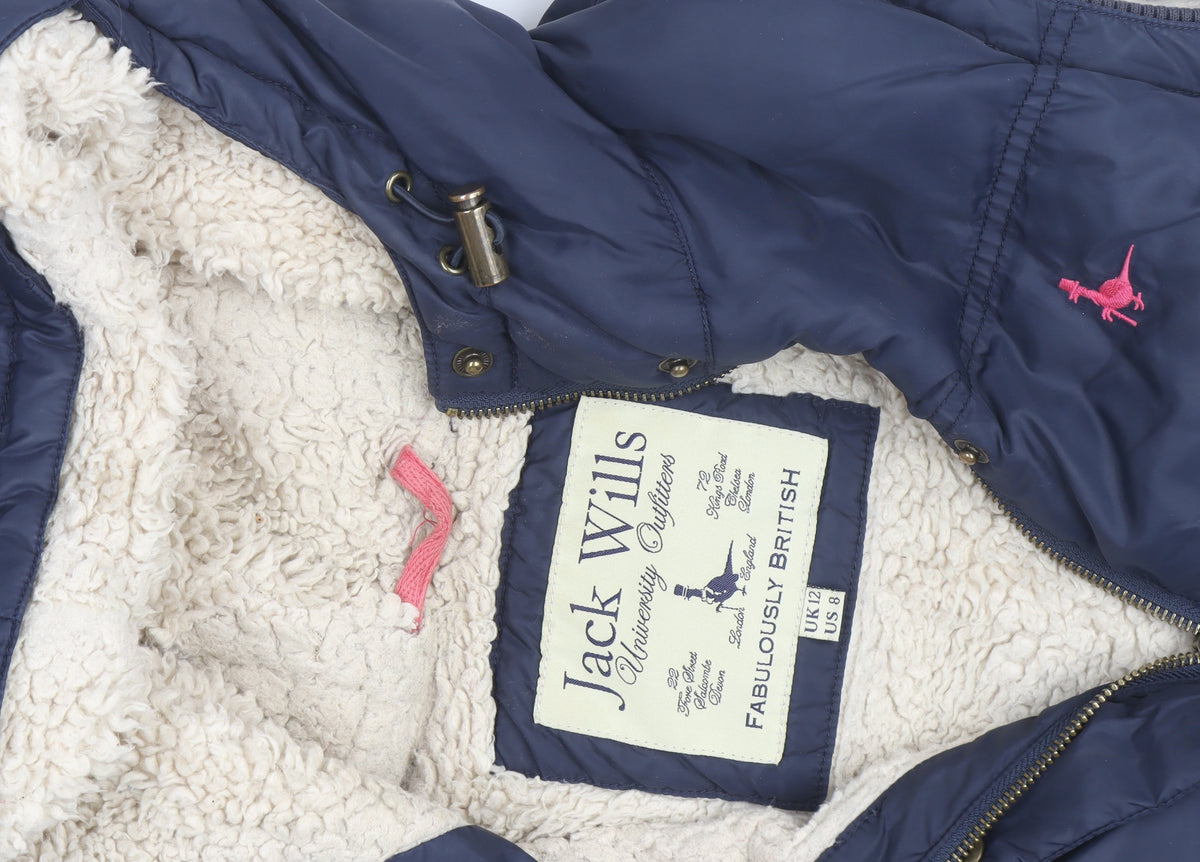 Jack Wills Womens Blue Puffer Hooded Waistcoat Size 12