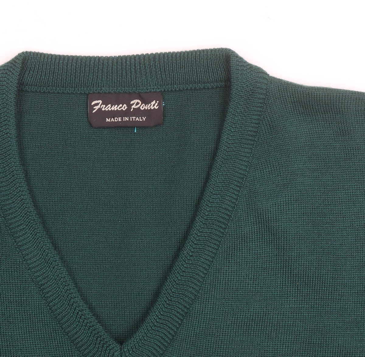 Franco Ponti Men's Green Wool V-Neck Pullover Jumper XL