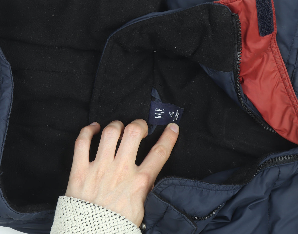 Gap Mens Blue Hooded Puffer Jacket Size L Warm Winter Coat
