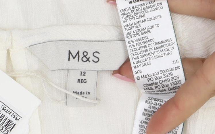 Marks & Spencer Women’s Ivory Viscose Long Sleeve Tunic Blouse Size 12