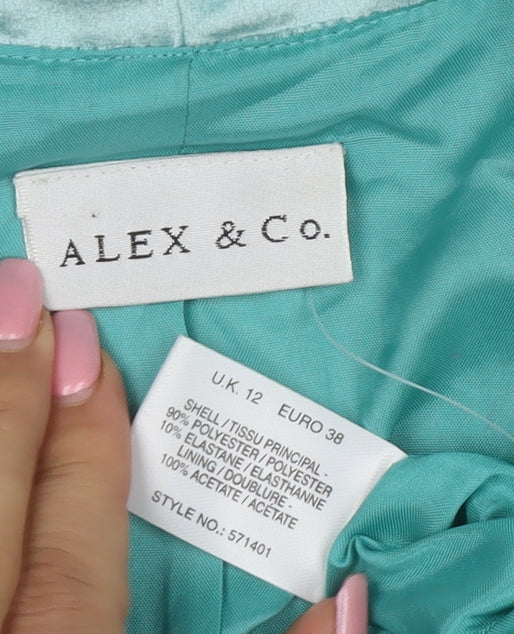 Alex & Co Women’s Green Velvet Shawl Collar Blazer UK 12