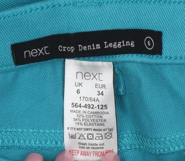 Next Womens Blue Crop Denim Jegging Size 6 Slim Fit Stretch Jeans
