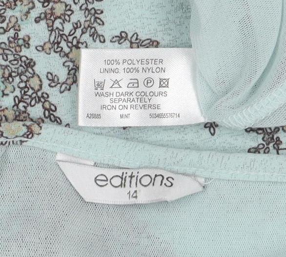 Editions Women's Blue Paisley Sleeveless V-Neck Tank Top Size 14