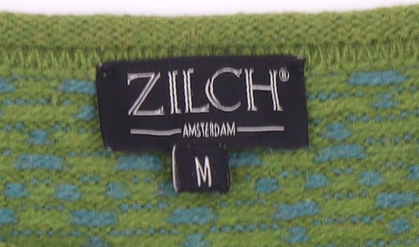 Zilch Women Green Merino Wool Blend Crew Neck Pullover Jumper M